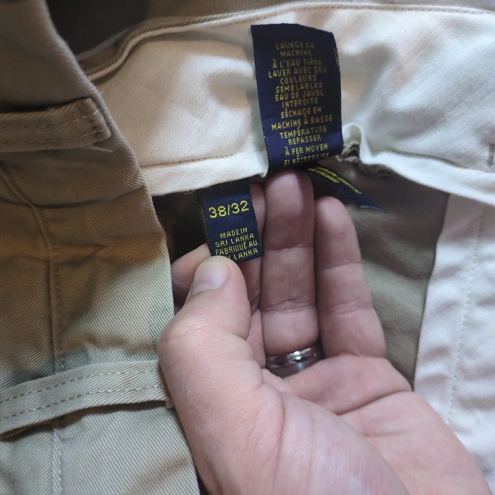 Polo Ralph Lauren Classic Fit Khaki Chino Pants Mens 38x32 Tan Cotton